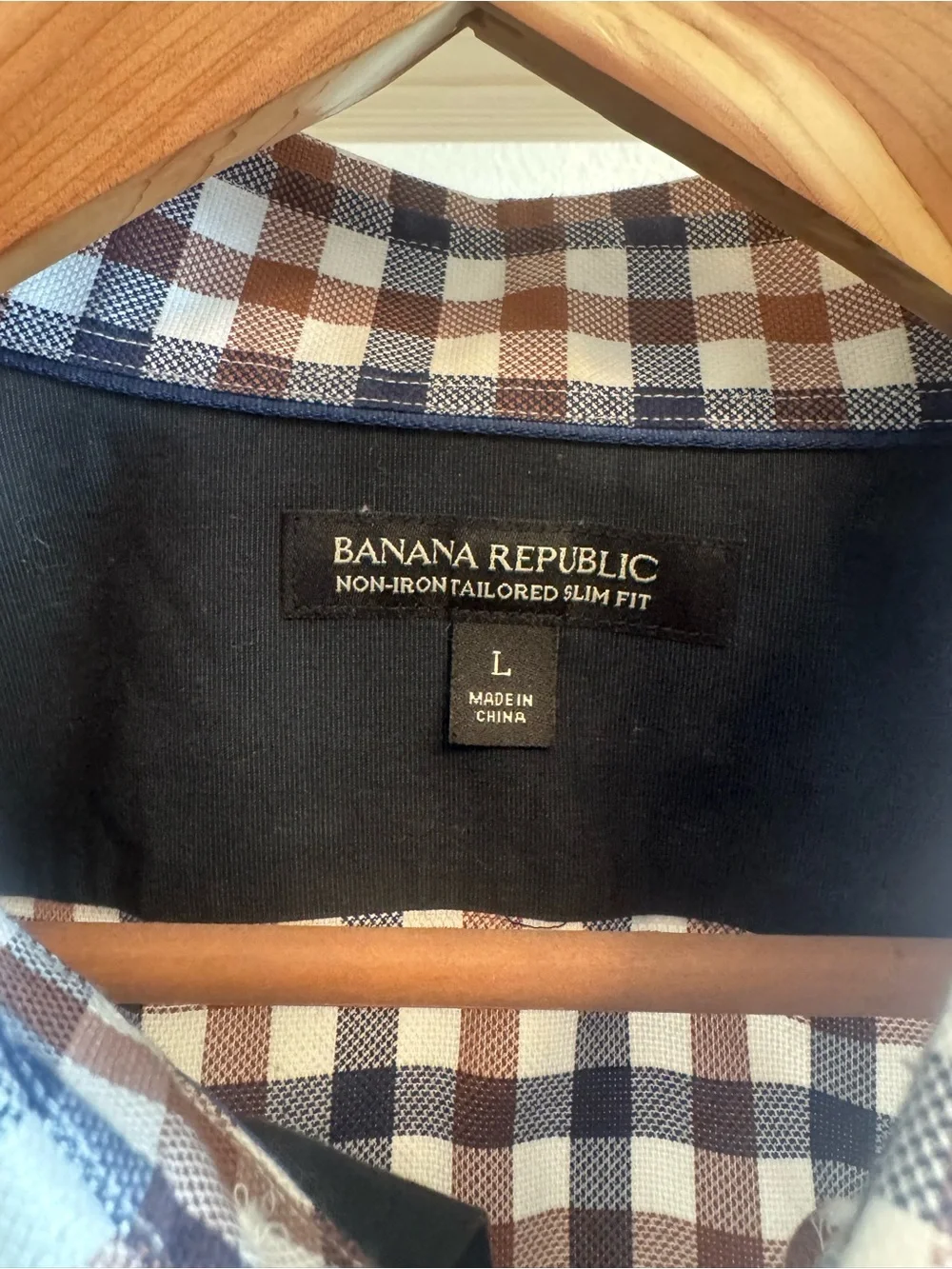 Banana Republic Brown and Navy Check Dress Shirt